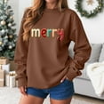 thumbnail image 2 of zaveiop Women's Christmas Sweatshirt Crewneck Sweatshirts Funny Graphic Shirts Letter Printed Pullover Xmas Tops (Z6-Brown, 3XL), 2 of 6