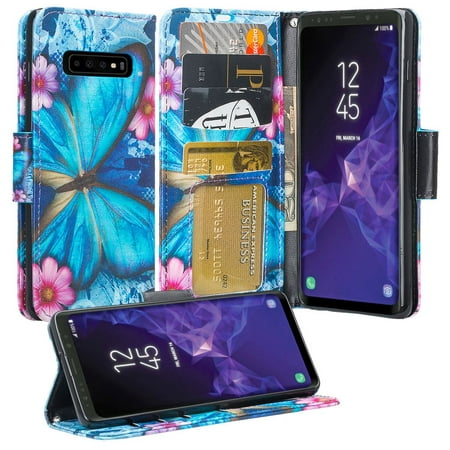 Samsung Galaxy S10e Case, PU Leather Flip Wallet Case Cover Folio [Kickstand] ID&Credit Card Slot Cute Girls Women for Samsung Galaxy S10e (2019 Release) - Blue