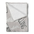 thumbnail image 2 of Mountain Soft Flannel Fleece Throw Blanket, Mountains are Calling and I Must Go Saying Snowy Challenging, Cozy Plush for Indoor and Outdoor Use, 60" x 80", Pale Tan White, by Ambesonne, 2 of 5