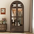 thumbnail image 5 of 71"H Arched Armoire Wardrobe Closet for Bedroom w/ Glass Door & LED Sensor Light, Wooden Wardrobe Closet Clothing Storage Cabinet w/1 Drawer & Hanging Rod, 5 of 10
