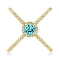 thumbnail image 2 of Gem Stone King 1.47 Ct Round Swiss Blue Topaz 18K Yellow Gold Plated Silver Criss Cross X Ring (Size 5), 2 of 5