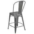 thumbnail image 5 of Home Square 3 Piece Metal Slat Back Counter Stool Set in Distressed Silver Gray, 5 of 6