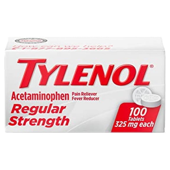 Tylenol Regular Strength Tablets, Acetaminophen Pain Reliever & Fever Reducer, 100 ct