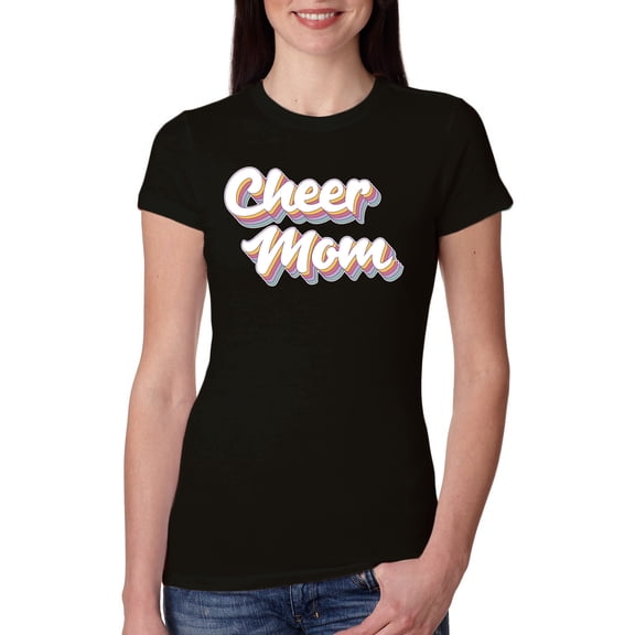 Wild Bobby Retro Cheer Mom Girl Sports Women Slim Fit Junior Tee, Black, Small