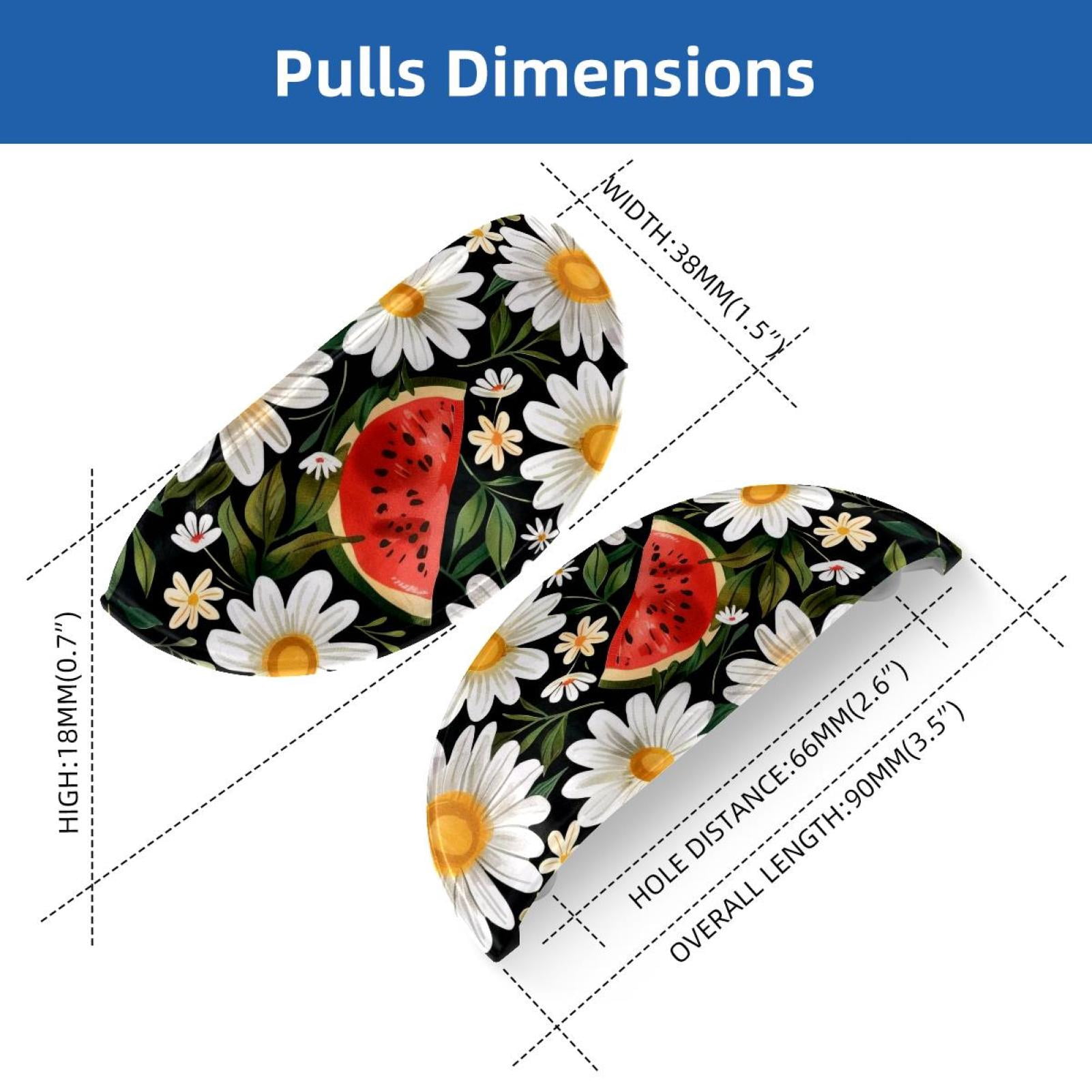 PhooArto 6 Pcs Cup Drawer Pulls, Watermelons Daisy Flower Pattern Shell Shape Handles Cabinet Knobs for Dresser Cupboard Closet Wardrobe with Screws