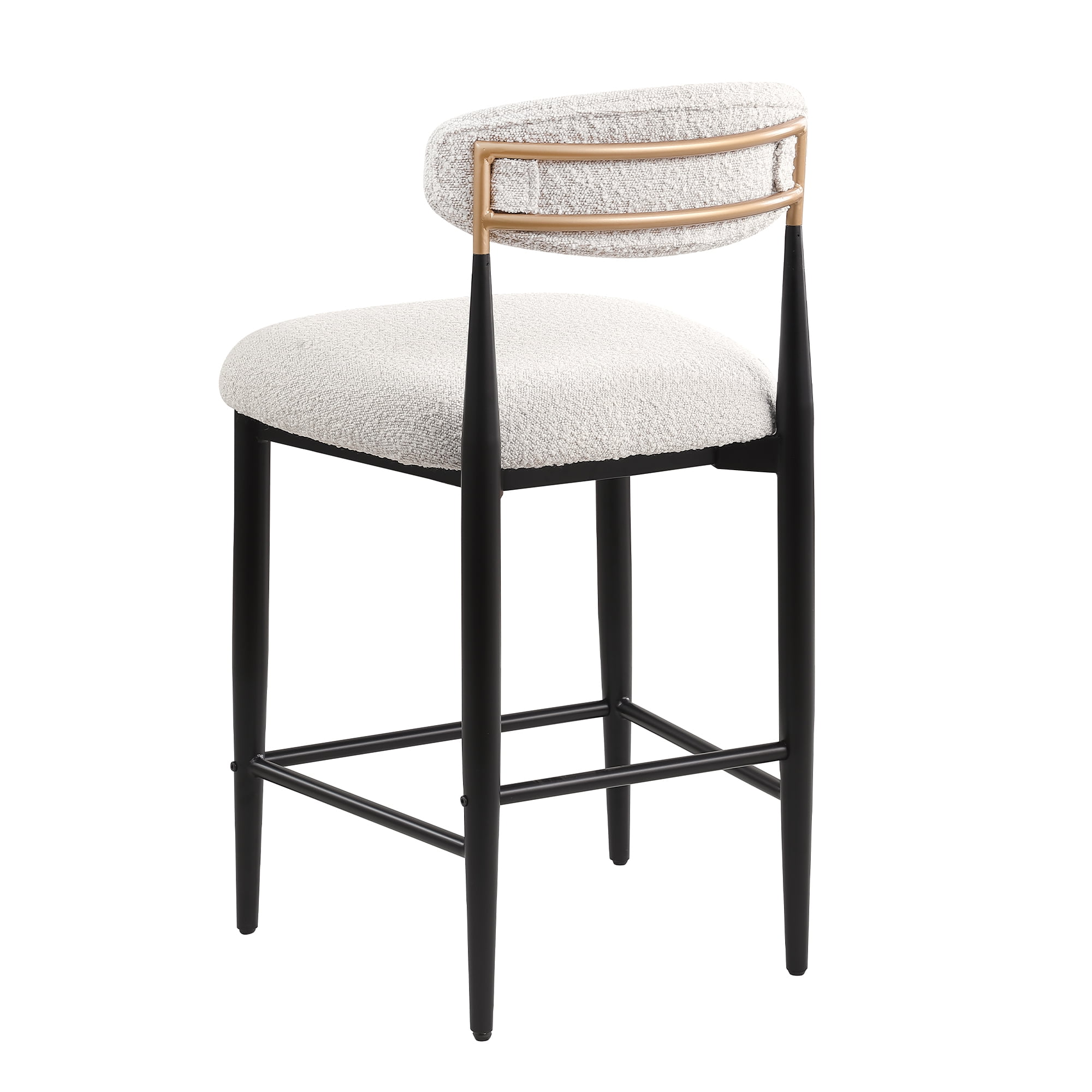 Morden Fort Counter Height Bar Stools Set of 2, 26" Boucle Barstools with Backrest and Metal Legs, Island Chairs for Kitchen Island, Dining Room