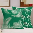 thumbnail image 2 of Tropical Plant Throw Pillow Covers Summer Hawaii Beach Leaves Coconut Tree Home Pillow Covers Outdoor Grass Green Background Cotton Linen Pillow Cases Set of 4 18x18 Inch Decor Sofa(Leaves 4), 2 of 6