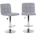 thumbnail image 4 of Parla Gray Stool, Modern Adjustable Height &amp; Swivel Stool, Fabric Upholstered Stool with Chrome Pedestal Base, Pub Chair Kitchen Island Counter, Backrest &amp; Footrest (Set of 2), 4 of 4