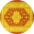 thumbnail image 1 of Ahgly Company Machine Washable Indoor Round Persian Yellow Traditional Area Rugs, 5' Round, 1 of 4