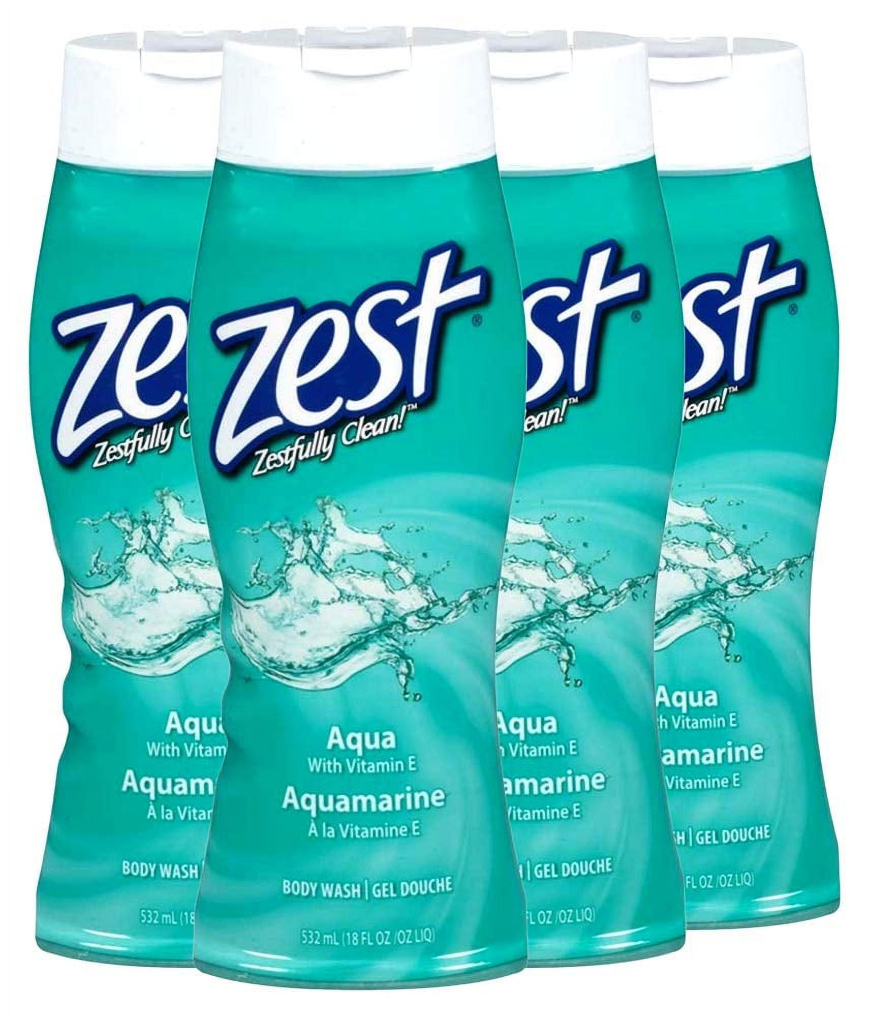 Zest Body Wash, Aqua 18 oz (Pack of 4)