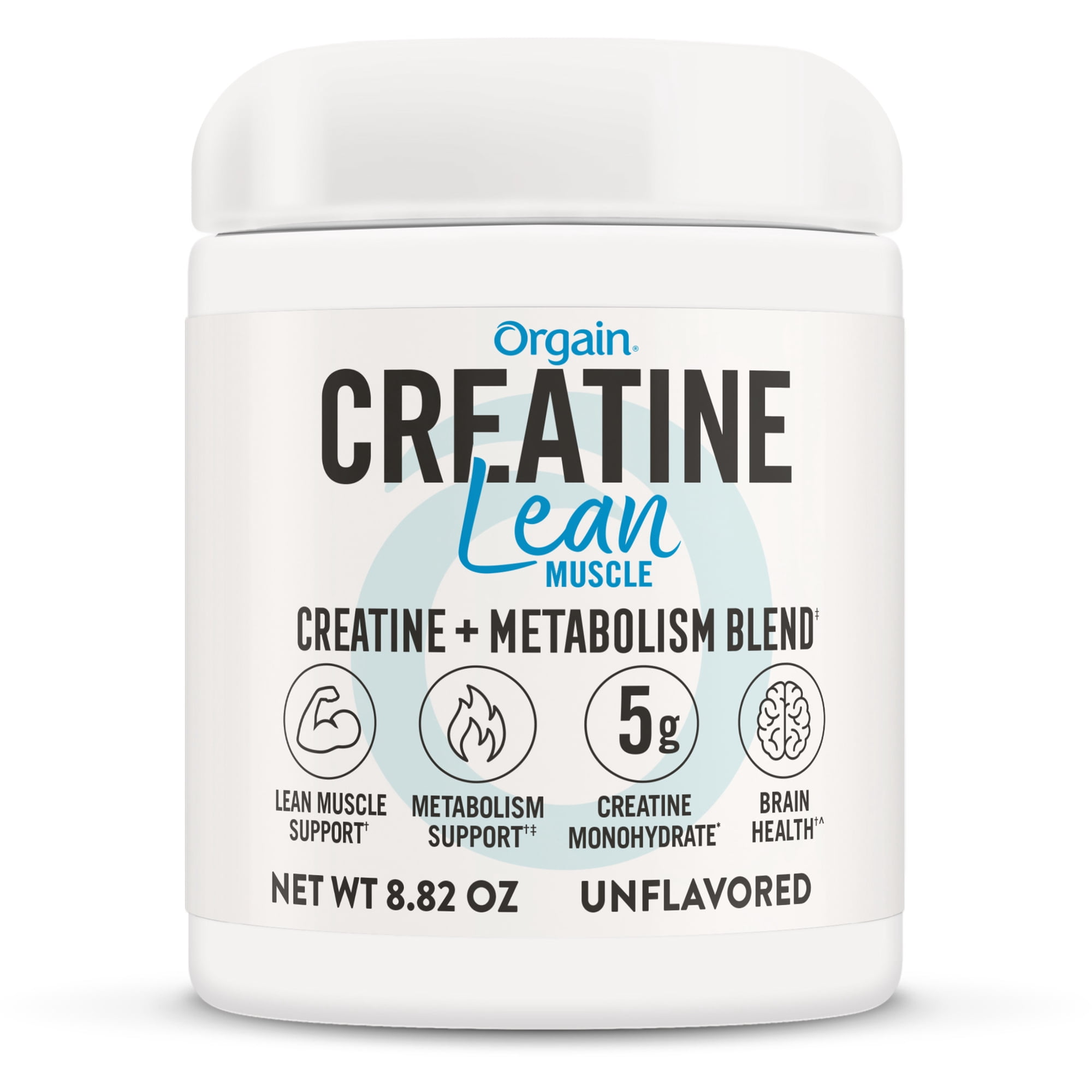 Orgain Creatine Lean Muscle Monohydrate Powder, Metabolism Blend, Unflavored, 50 servings, 8.82 oz
