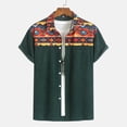 thumbnail image 4 of YANGXINX Men's Button Down Shirts Vintage Western Aztec Printed Casual Short Sleeve Collared Tops Fashion Hawaiian Beach Vacation Comfy Daily Wear, 4 of 5
