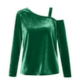 thumbnail image 6 of Ready for Back to School GaThRRgYP Womens Sweatshirts Plus Size,Women's Velvet Casual Solid Color Spliced Off Shoulder Long Sleeve Tops Green S, 6 of 8