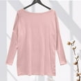 thumbnail image 4 of Elvqul Tops for Women Plus Size Pink Long Sleeve Tshirt Tops for Women Trendy Solid Loose Round Neck Tops, 4 of 7