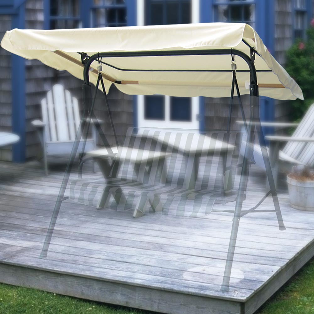 Two seat 142x120cm Cabilock Outdoor Swing Canopy Replacement Chair Canopy Seat Furniture Sunshade UV Block Garden Swing Cover for Patio Yard Seat Beige 