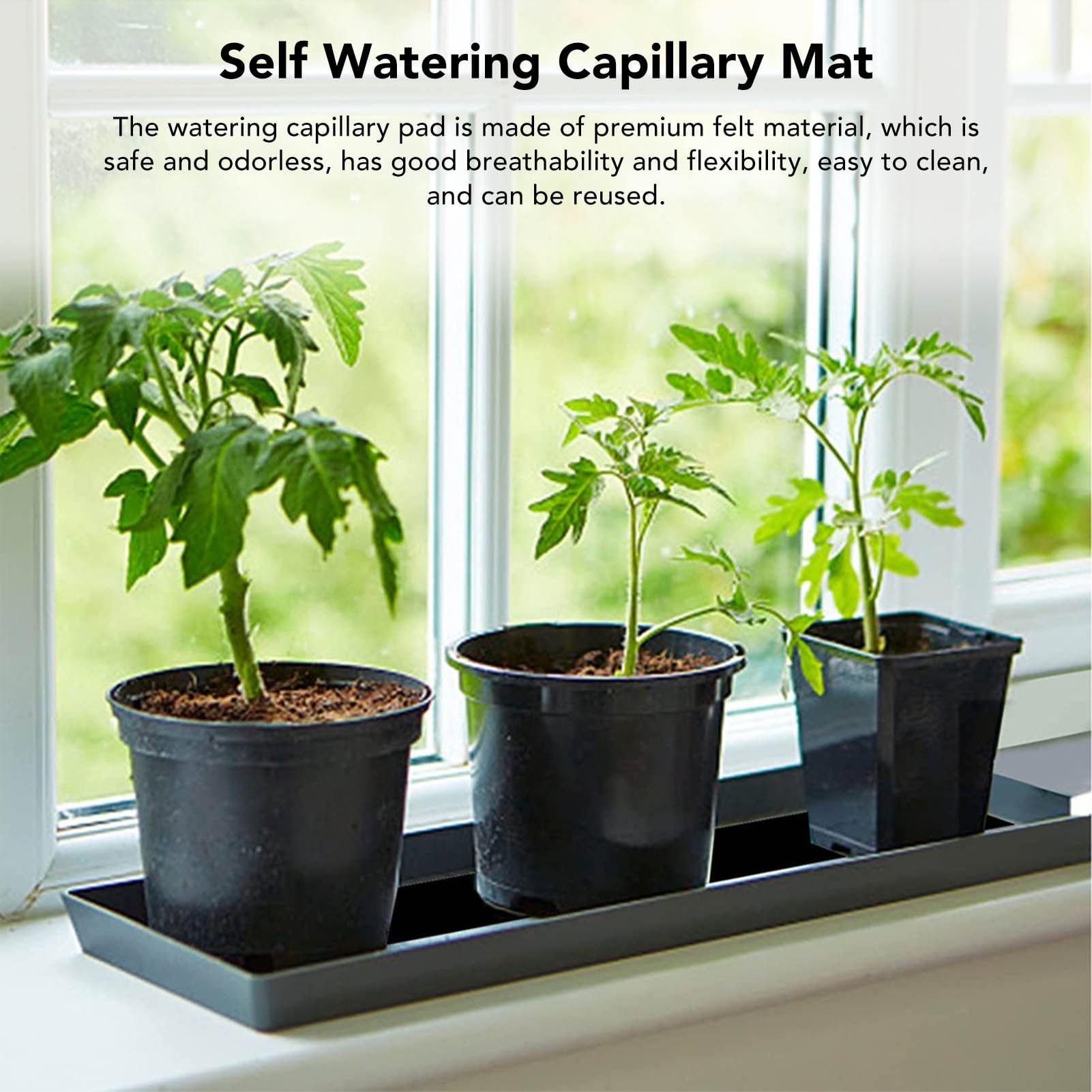 Nieyigj Automatic Plant Watering Mat Felt Capillary Self Watering Pad with 10 Labels Black Drip Irrigation System Kit for Indoor Outdoor Garden Patio 12.2 in / 31 cm