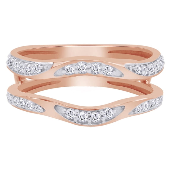 Round Cut White Cubic Zirconia Enhancer Guard Ring in 14k Rose Gold Ring Size - 7