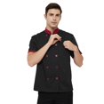 thumbnail image 4 of TOPTIE Short Sleeve Chef Coat Jacket Black Lightweight Button Chef Uniform, 4 of 9