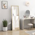 thumbnail image 1 of HOMCOM Full Length Mirror Standing Leaning Wall 64" x 21" Dark Wood Grain, 1 of 9