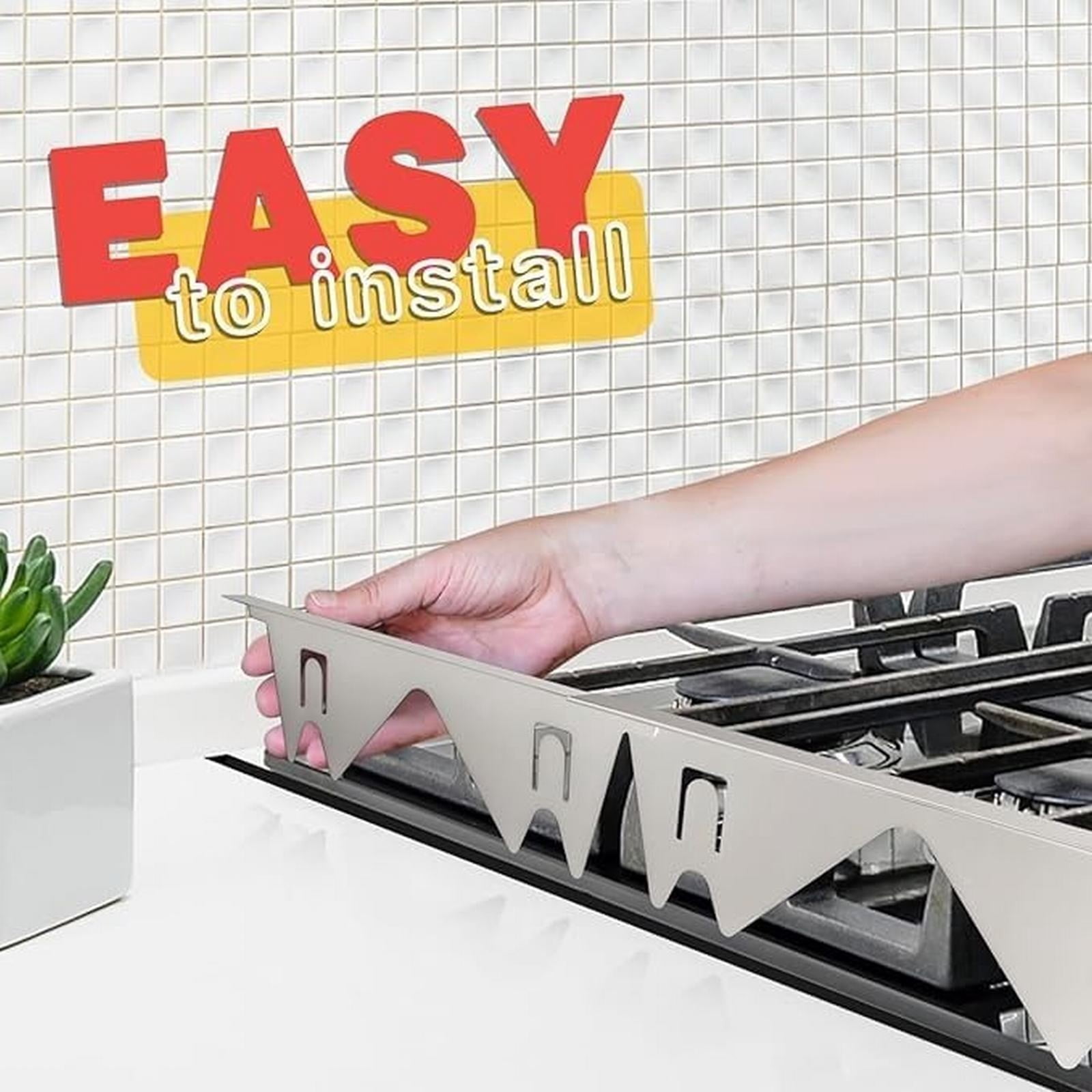 ZMKIAG Stainless Steel Stove Gap Covers (2PCS),Stove Gap Filler,Range Trim Kit,Stove Guard for Kitchen Oven Gap Between Stovetop and Counter, Easy-Clean Kitchen Safety Accessory
