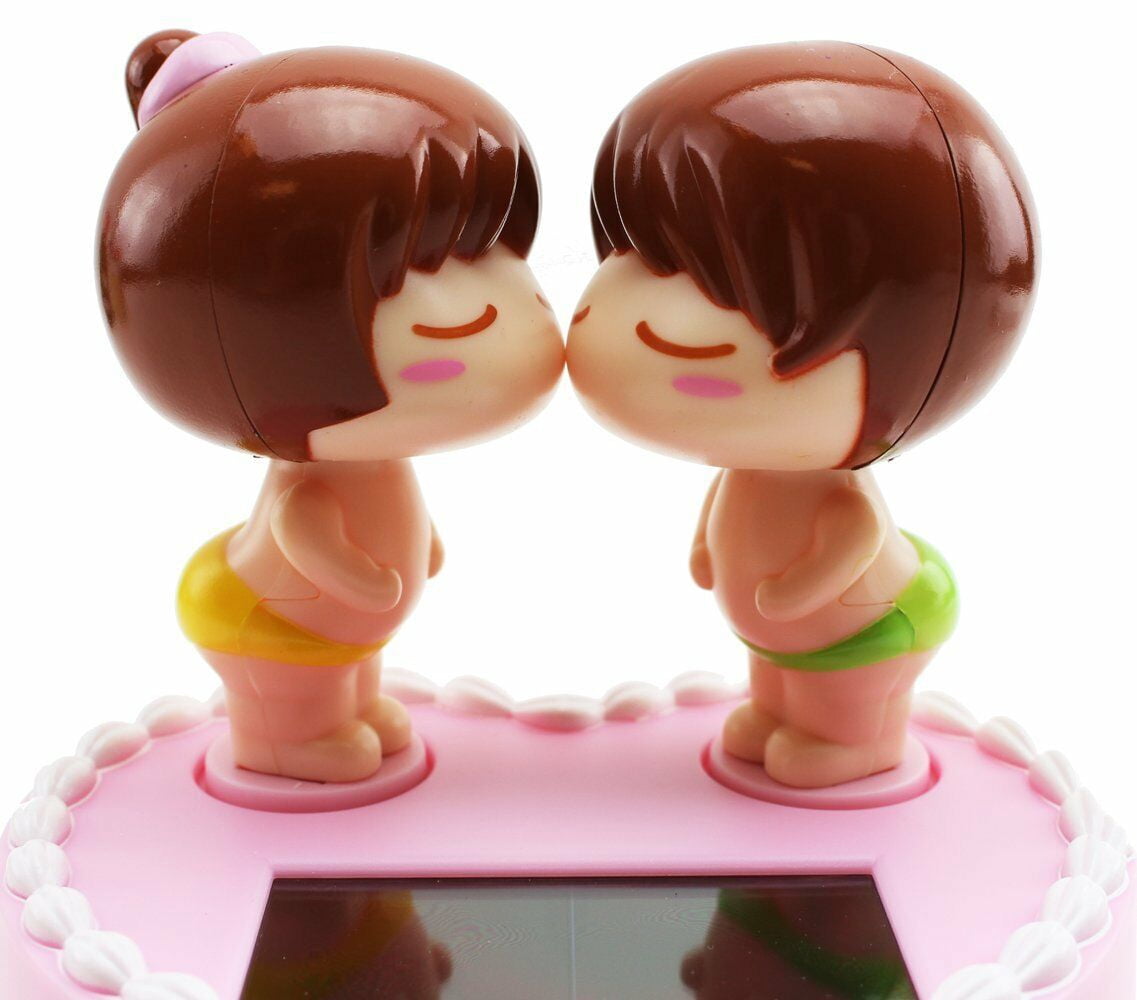 ERROR Lover Gift Wedding Decor. Solar Powered Boy Girl kissing on Pink Cake Perfect Gift EHD