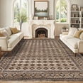 thumbnail image 4 of Assaile 8 x 10 ft Polyester Wool Spinning Light Brown Rectangular Hallway Bathroom Entryway Kitchen Office Foldable Border Printed Modern Washable Area Rug, 4 of 7