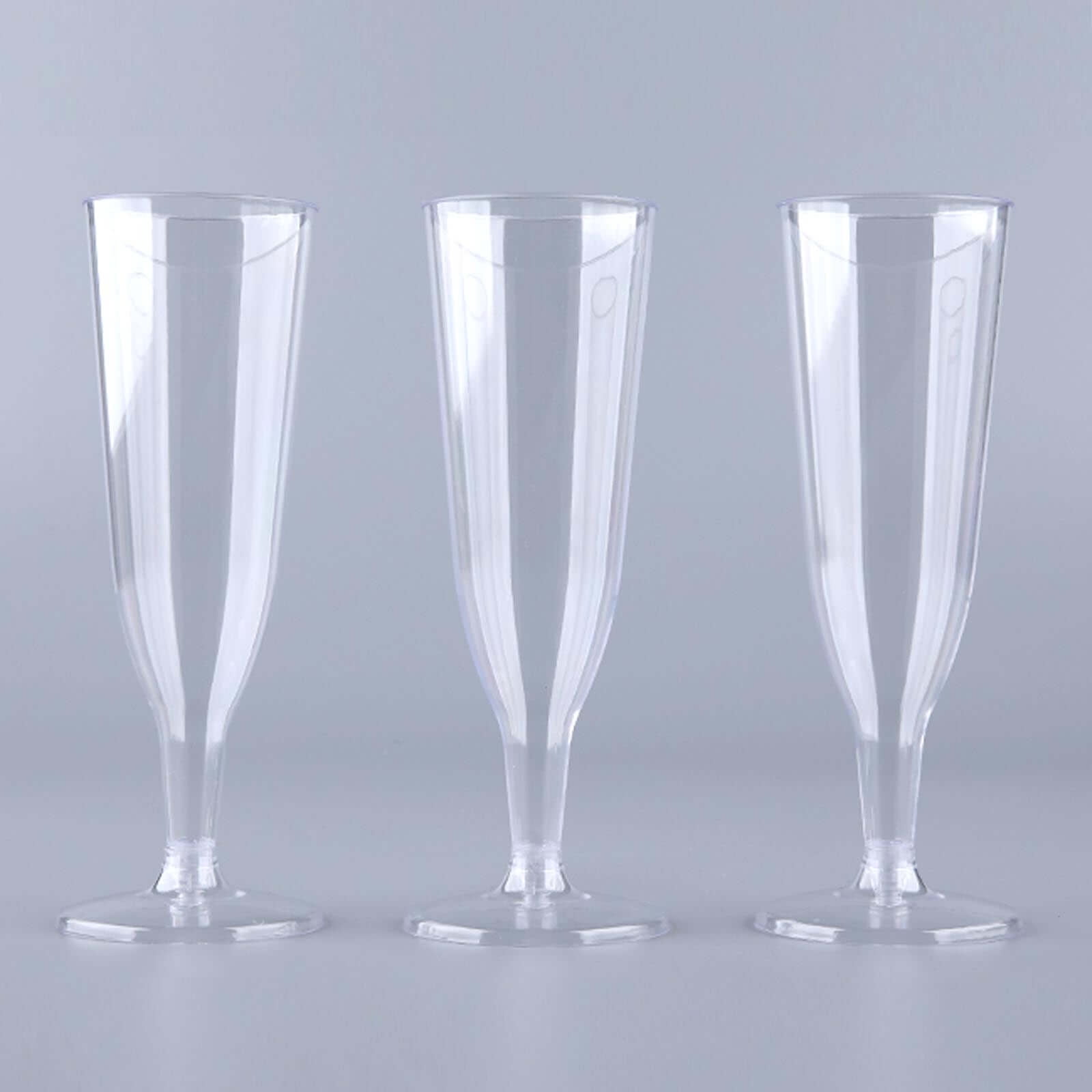 Efavormart 60 Pack 5oz Clear Plastic Disposable Champagne Flute Glasses | Hollow Stem | Detachable Base