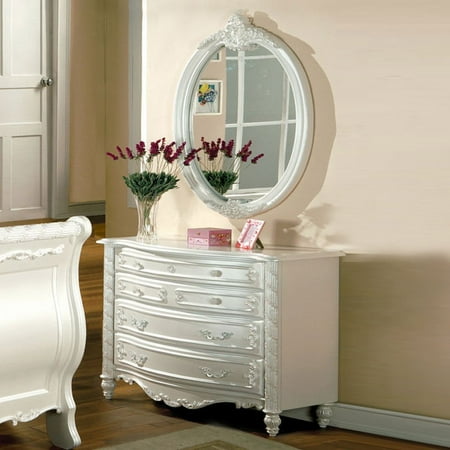 - Simple Relax Alexandra Youth Fairy Tale Wood Pearl White Dresser With 4 Drawers