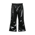 thumbnail image 2 of Girls Boys Metallic Hip Hop Pants Shiny Sequin Sparkly Elastic Waist Loose Dance Trousers for Performances and Casual Black 14-15Years, 2 of 5