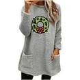 thumbnail image 1 of Timegard Tops for Women Fall Winter Fleece Linend Christmas Print Long Sleeve Thick Pullover with Pockets, 1 of 3