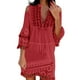 thumbnail image 1 of Vestido de encaje con cuello en V y hombros descubiertos para mujer - Vacaciones de verano en la playa - Cordón ajustable - Tejido de encaje - Tallas S-XXXXXL, 1 of 5