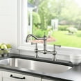 thumbnail image 3 of Wowow 8 inch Centerset Bridge Kitchen Faucet, 2-Hole 2-Handle Deck-Mount Faucets,Brushed Nickel, 3 of 6