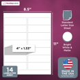 thumbnail image 2 of duomi-- Laser/Ink Jet White Labels (4" x 1-1/3" - 14 Per Page | 350 Labels), 2 of 4