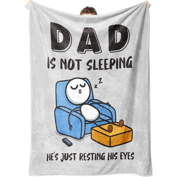 GoMelley Funny Birthday Gift for Dad Husband, Dad is Not Sleeping Blanket, Father's Day Gift