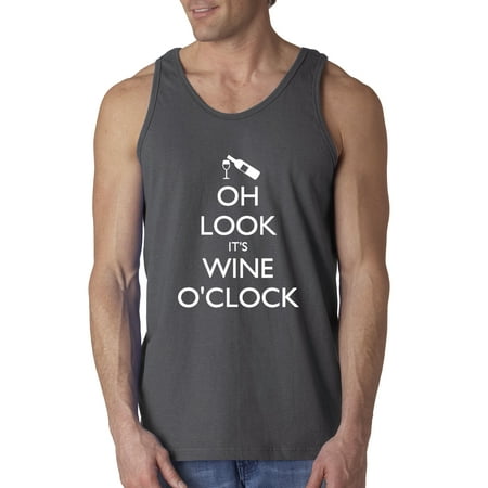 Trendy USA 795 - Men's Tank-Top Oh Look It's Wine O'clock Time Drinking 2XL