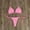 Pink, variant on Women Thong Bikini Set Side Tie Swimsuit Bandage Style Brazilian Swimwear