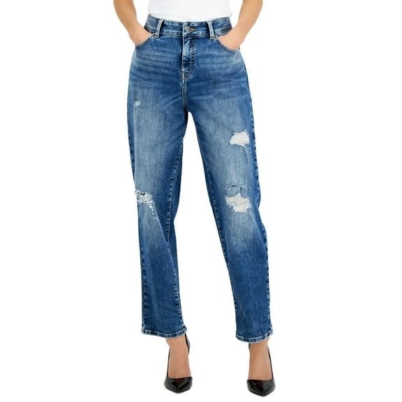 Petite Rip & Repair Boyfriend Jeans Medium Indigo 10P