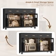 thumbnail image 3 of Homfa Buffet Cabinet with 2 Large Drawers & Glass Doors, 55.1” W Kitchen Sideboard Storage Cabinet with Adjustable Shelves, Buffet Table Dining Room Cabinet, Black, 3 of 8