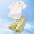 thumbnail image 2 of KPOPLK Toddler Boys Summer Active Clothes Athletic Short Sleeve Shirt Quick Dry Mesh Shorts Set Kids Sports Outfit 3-15T Size 9-10 Years,Green, 2 of 6