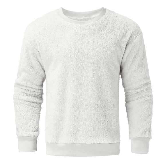 CUSTG Men Pullover Sweatshirt Round Neck Casual Loose Fit Outdoor Sports Solid Color Long Sleeve Easy Care Dailywear