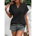 thumbnail image 6 of Women'S Summer Tops Casual V-Neck Cap Sleeve Shirt Light Crochet Textured Vest Shirt Black L, 6 of 9