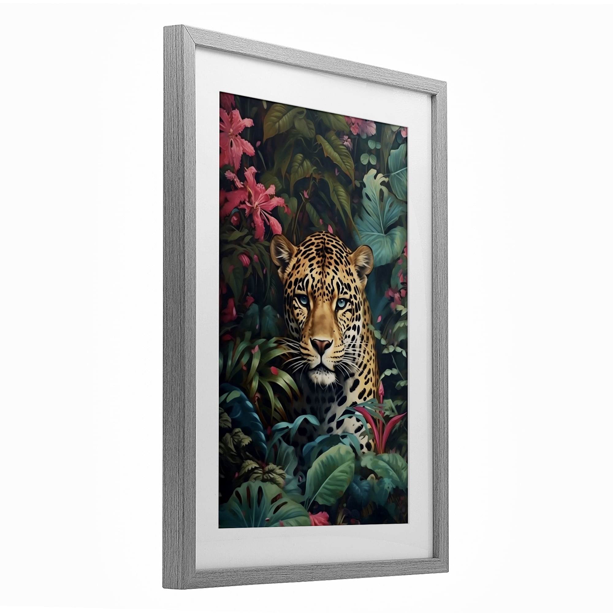 Stupell Industries Jaguar with Silent Emerald Gaze Gray Framed Print Under Glass, design by Creative Studio