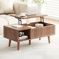 thumbnail image 3 of Pusnapku 37" Lift Top Coffee Table, Wood Fluted Rectangle Dining Table with Hidden Compartment, Open Cubby, Center Desk for Home Office, Living Room, 3 of 9