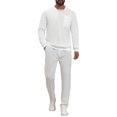 thumbnail image 2 of INSPIRE CHIC Men's Corduroy Panel Sweatshirt Crew Neck Long Sleeve Pullover Top S White, 2 of 6