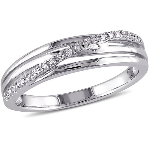 G-H, I2-I3 Amour Sterling Silver 1/10ct TDW Diamond Crisscross Ring