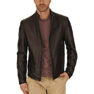 COLE HAAN Mens Brown Motorcycle Jacket XXL - Walmart.com
