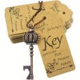 thumbnail image 2 of PENGX 52 pcs Unique Crown-Shaped Bottle Opener Set with Tag and Keychain - Vintage Skeleton Key Design  Multifunctional  Durable Metal Construction - Perfect for Wedding Party Favors  Hol, 2 of 7