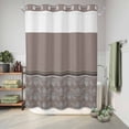 thumbnail image 6 of No Hook Shower Curtain, Boho Brown Flower Shower Curtains for Bathroom with See Through Top Window, Abstract Bohemia Pesley Floral Waterproof & Washable Bath Curtain 60"x72", 6 of 9