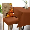 thumbnail image 5 of Thanksgiving Dining Chair Slipcover, Autumn Orange Pumpkin Maple Leaves Rustic Old Wooden Brown Stretch Covers Removable Parsons Protector for Kitchen Room Party, Set of 6, 5 of 6