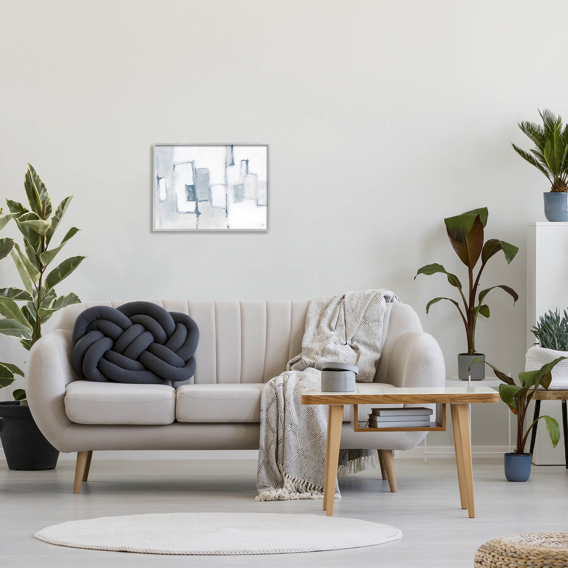 Stupell Industries Contemporary Square Shapes Painting Gray Framed Art Print Wall Art, Design by Lanie Loreth